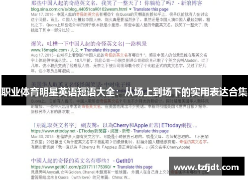 职业体育明星英语短语大全：从场上到场下的实用表达合集