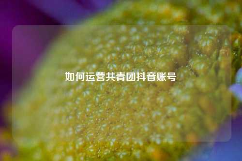 如何运营共青团抖音账号